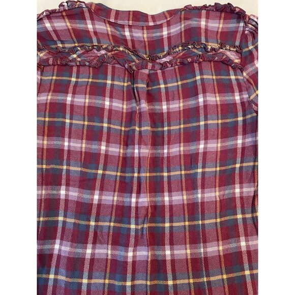 Matilda Jane Multicolor Plaid purple Top tunic Shirt Size Small Rayon ruffled - Picture 7 of 11